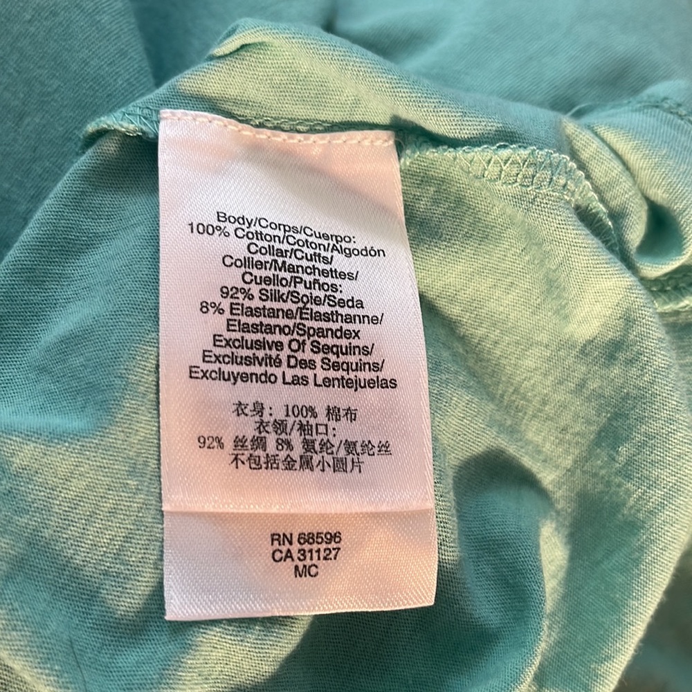 🔴 DKNY cotton tee generous size L. Not too bright turquoise. - Picture 5 of 6